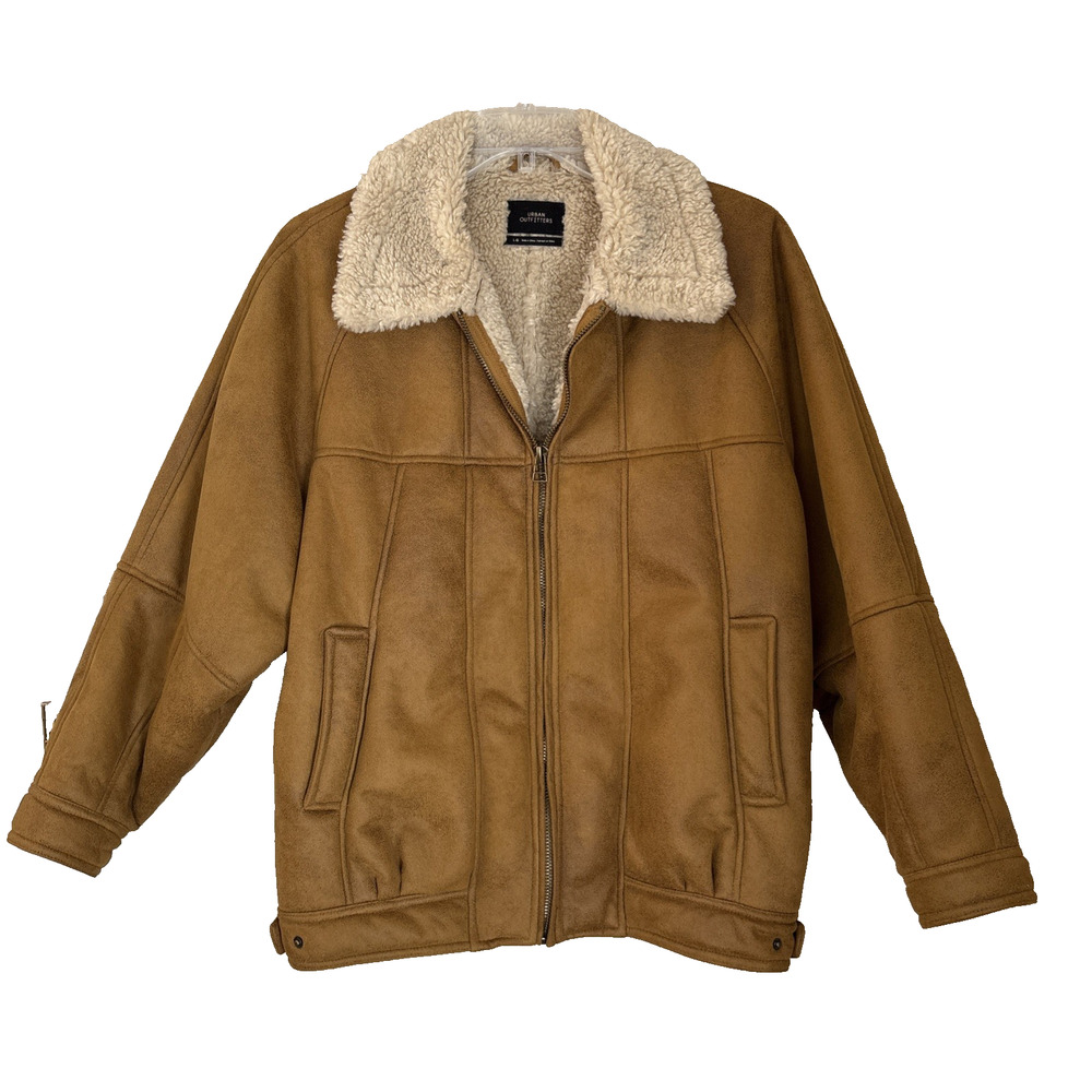 Urban Outfitters Women’s Faux Suede & Fur Sherpa Bomber Jacket, Size Large